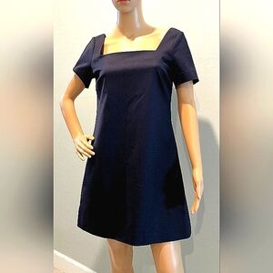 Theory Square Neck Mini Dress in New Navy   Size 6   NWT